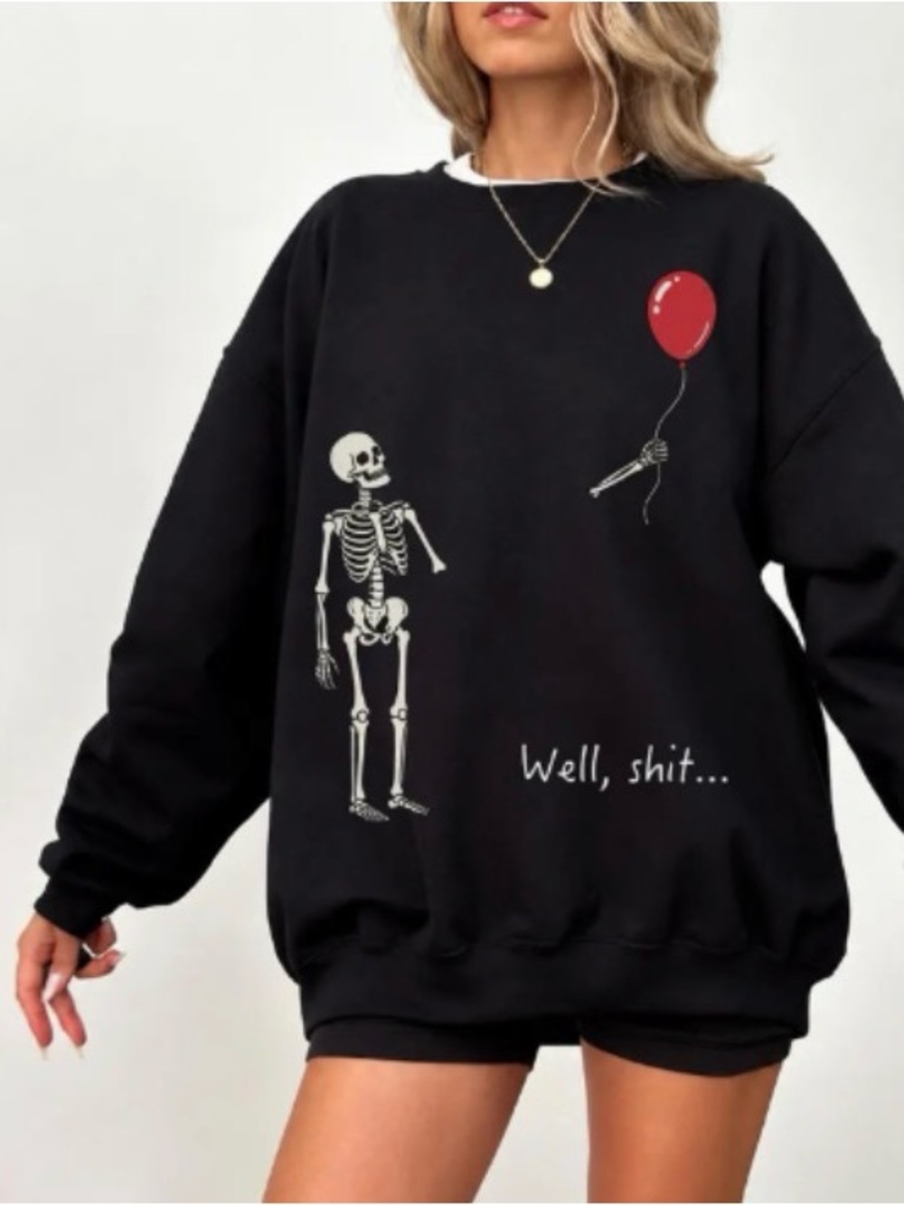Funny Skeleton Balloon Sweatshirt, Well Shirt Skeleton Tee, Gothic Halloween Tee
